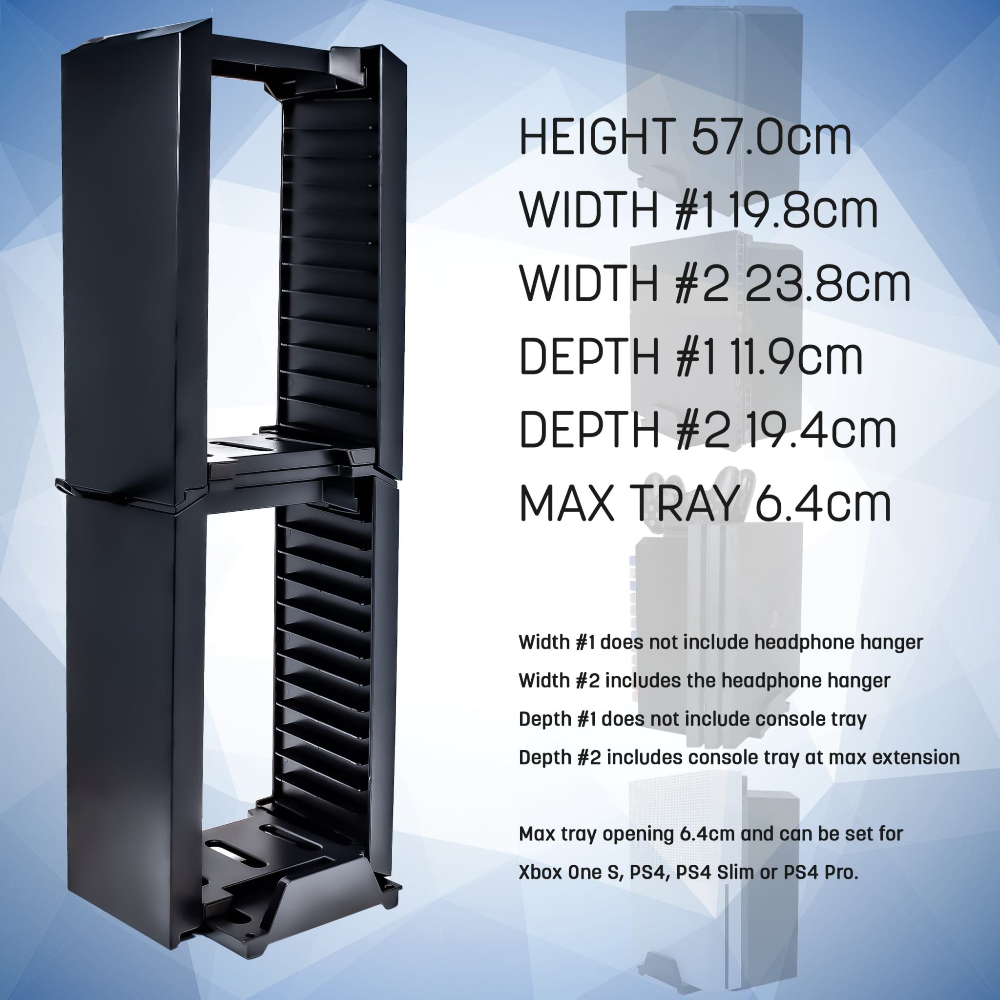 Universal Game Storage Tower and PS4 VR / Xbox One S Vertical Stand