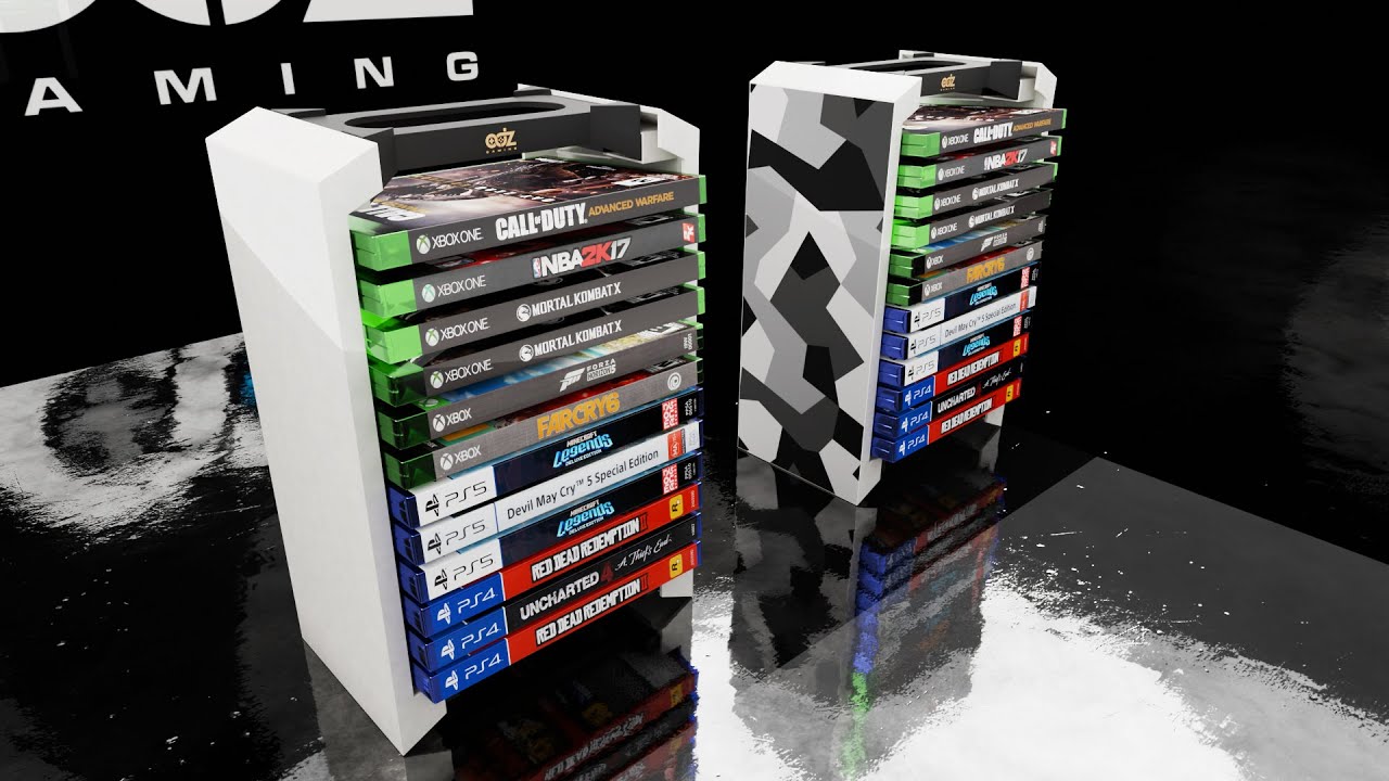 Kytok Spiele Aufbewahrung Game Storage Tower mit Controller Ständer, Spiele Organizer Wandhalterung für Nintendo Switch 2/ PS5/ PS4/ Xbox, Gaming Shelf für 20 Spiel Discs, Gaming Zubehör 1 T